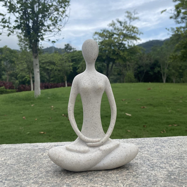 Echainstar Yoga Figure Figurine Ornament for Home, Zen Buddhist Namaste Yoga Statue Sculpture Indoor & Outdoor Decor for Birthday Mothers Day