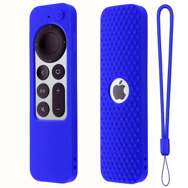 Silicone Remote Cover for Apple TV Siri Remote (2nd Gen) Soft Rubber Case for Apple TV Remote 4K Remote 2021&2022 Apple Siri Remote Case Cover with Lanyard(Blue)