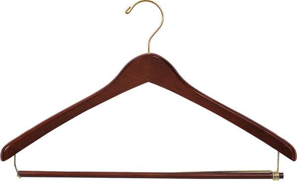 Premium Wooden Suit Hangers 25 Pack, Smooth Solid Wood Coat Hanger with Locking Bar Walnut Finish