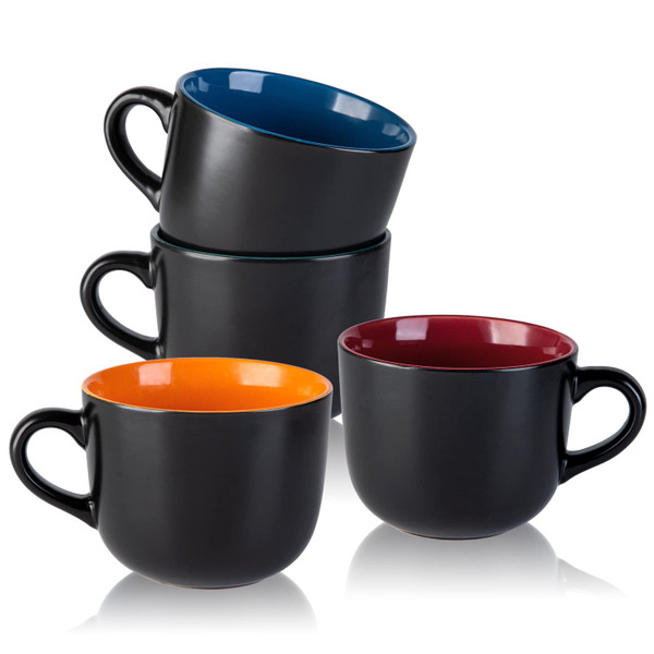 AmorArc 24 oz Soup Mugs with Handles, Large Coffee Soup Bowl Cups Set of 4