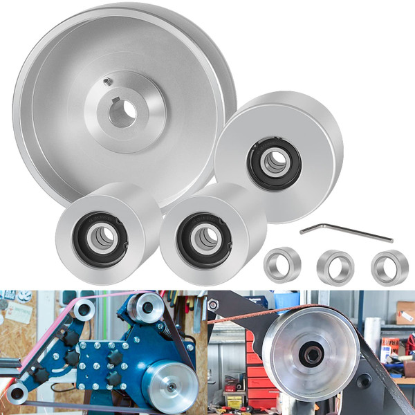 2" x 72" Belt Grinder Wheel Set, 5" Drive 3" Tracking 2" Idler Wheels