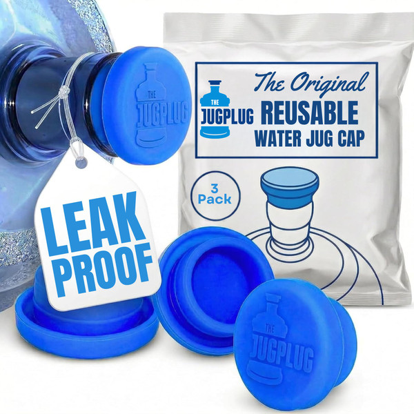 Jug Plug 5 Gallon Water Jug Cap, No Spill Reusable Silicone Lid 5 Gal Jugs