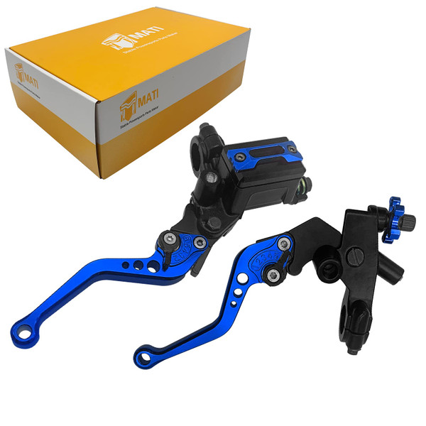 M MATI Upgrade Universal 7/8" 22mm Handlebar Brake Master Cylinder Clutch Lever Set Left & Right Motorcycle Levers Compatible with Yamaha Honda Kawasaki Suzuki Harley(Blue)