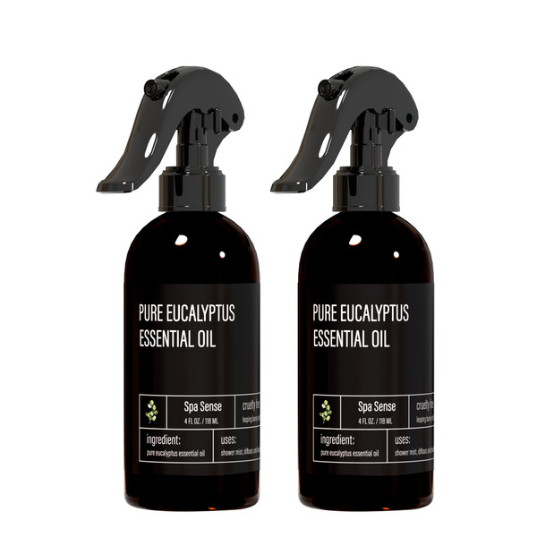 Spa Sense Pure Eucalyptus Oil Shower Mist and Steam Room Spray - Room Spray and Eucalyptus Spray for Shower - Premium Aromatherapy Essential Oil Spray - 4 Ounce, 2 Pack