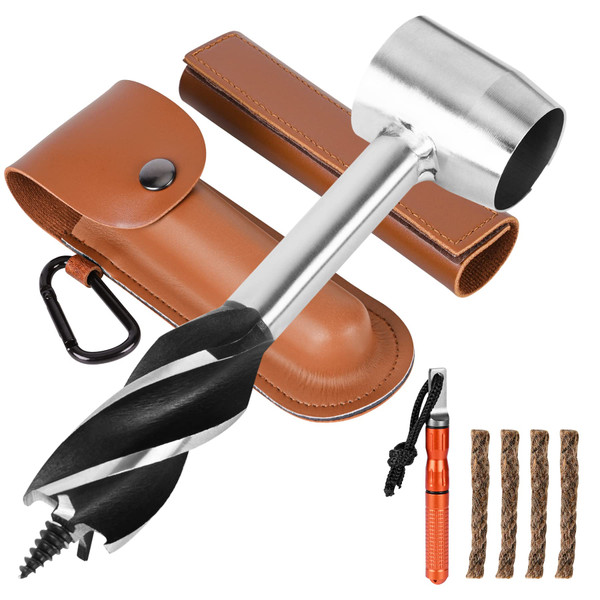 Bushcraft Hand Auger Wrench Bushcraft Gear and Equipment Settlers Wrench Survival Tools Scotch Eye Wood Auger Drill Peg and Manual Hole Maker Multitool for Outdoor Backpacking Camping Bushcrafting