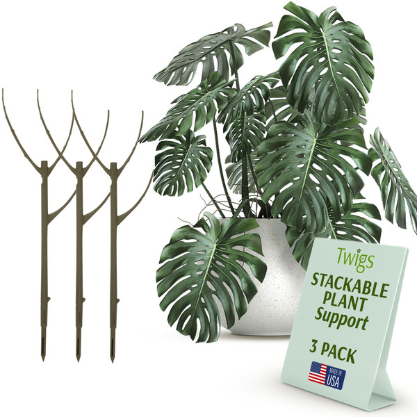 Twigs GA Stackable Plant Support Stakes, Moonstone, 3-Pack, 17" L
