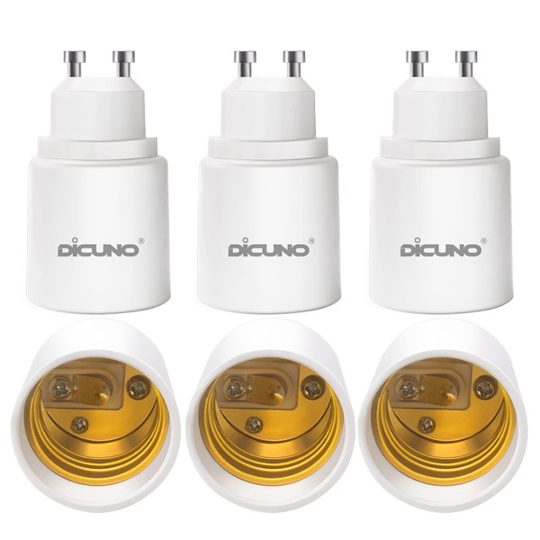 DiCUNO GU10 to E26 Adapter, GU10 Bipin Base to E26 Socket Converter, 6-Pack