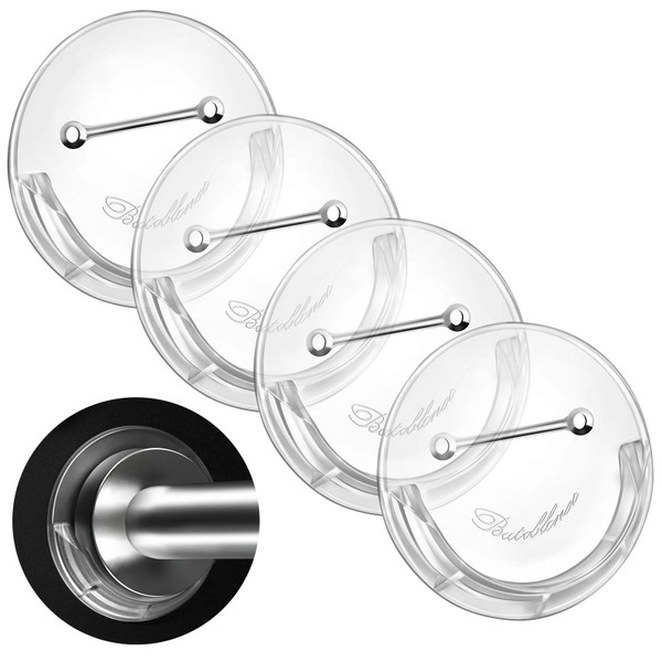 Shower Curtain Rod Holder for Wall,No-Drill Self-Adhesive Tension Rod Holder,Fits Shower Rod Under 1.97 Inches In Diameter,Holds up to 80 Pounds,Clear-ABS (Transparent - 4 Pack 2.6")