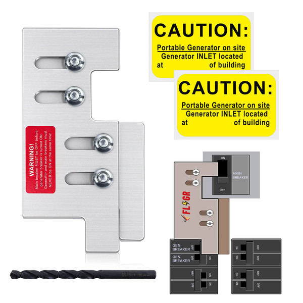 Generator Interlock Kit Compatible with Eaton or Cutler Hammer Vertical Throw CH Series 150 or 200 amp, 2 1/4" Spacing Between Main and Branch Breakers