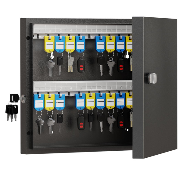 WeHere 48 Key Lock Box, Steel Key Cabinet with Combination Lock & Key