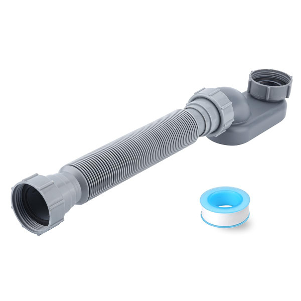 Low Profile 1 1/2 P Trap, Flexible Bathtub Shower Drain Pipe, Flat P Trap Freestanding Tub Drain for Bath