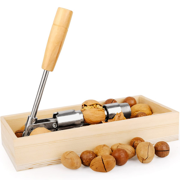 Anwenk Nutcracker Heavy Duty Nut cracker Pecan Cracker Walnut Cracker Tool with Wood Box Bowl