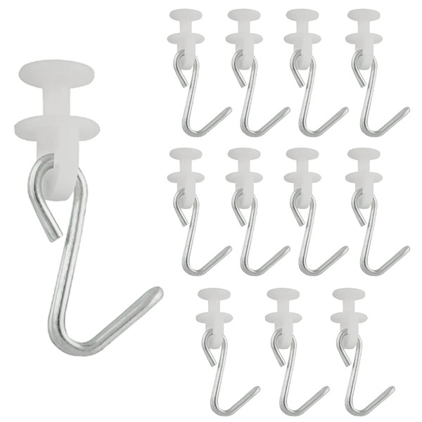 Curtain Carriers Glide ZZLZX 12 Sets Button Carrier Sliders with Metal Hook for Curtain Tracks, Shower Curtain Carriers Rollers and Hooks