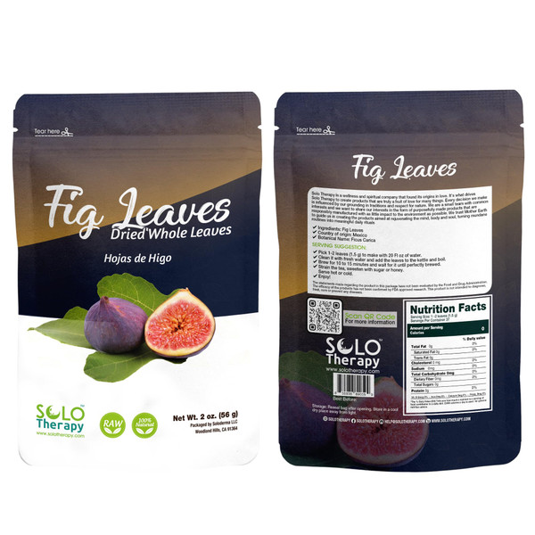 Fig Leaves Herbal Tea 2 oz (56 g) Hoja De Higo Te, Stand Up Resealable Bag, Fig Leaf Tea, Fig Dried Whole Leaves