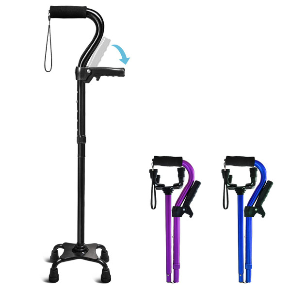 KingPavonini Adjustable Walking Cane for Men & Women, Stable 4-Prong Base