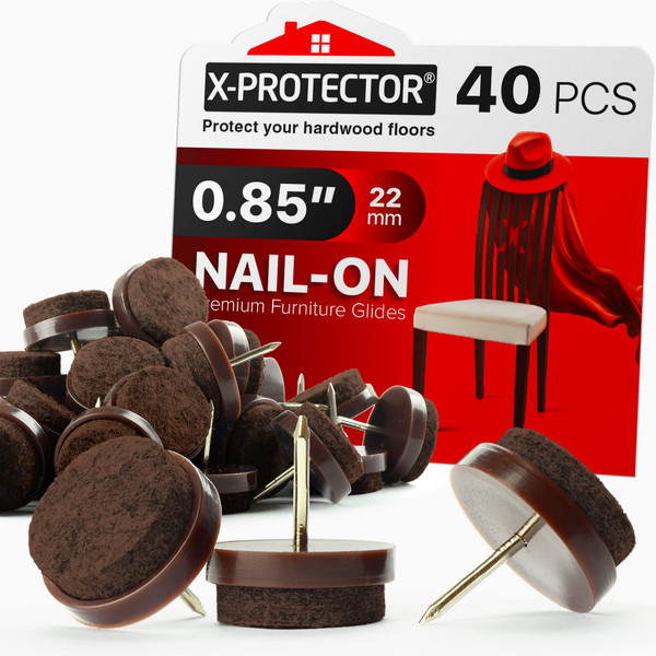 Nail-on Felt Pads X-PROTECTOR 40 PCS - 0.85" Felt Furniture Pads