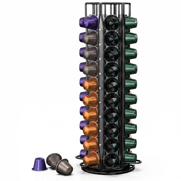 Rotating Coffee Pod Holder for Nespresso Original, Holds 60 Pods, Black