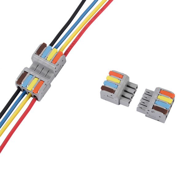 8 Pcs Pluggable Wire Connectors for AWG 24-12, Hand Protecting 4 Conductor Push-in Lever Wire Connectors, Reusable Electrical Connectors, Wire Splice Connectors for Automotive and Electric Wiring