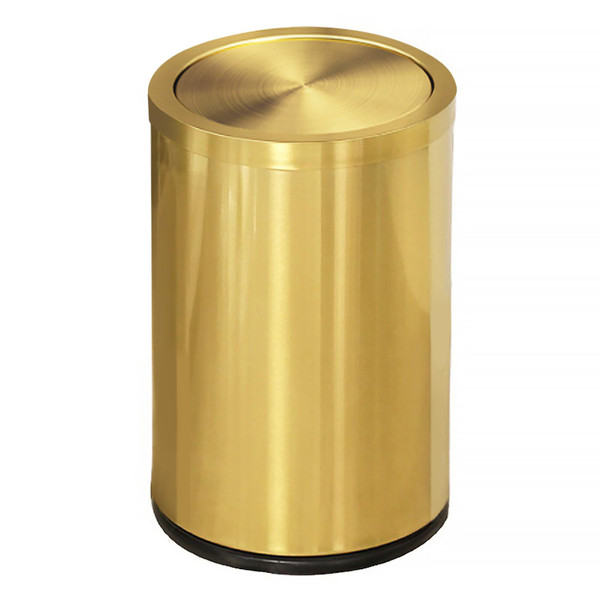 JINYCOME Brushed Gold Bathroom Trash Can with Swing Lid 8Gallon,Stainess Steel Rectangle Garbage Can Wastebaskets for Kitchen Home Office Restaurant Commercial Using (Gold 2)