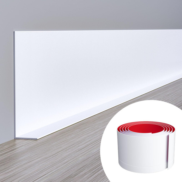 Duzzy Flexible Baseboard Molding Trim, 5 Inch(W) x 20 Feet(L) Peel and Stick Rubber Wall Trim Molding, Self-Adhesive Vinyl Wall Base Cove Base