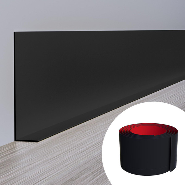 Duzzy Flexible Baseboard Molding Trim, 5 Inch(W) x 40 Feet(L) Peel and Stick Rubber Wall Trim Molding, Self-Adhesive Vinyl Wall Base Cove Base