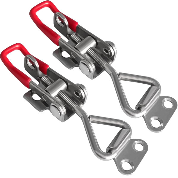 JoyTube Toggle Latch Clamp 4003 with Lock Hole, 304 Stainless Steel Adjustable Heavy Duty Pull Hasp Latches For Smoker Cabinet Tool Box Case Trunk Door, 1320Lbs Holding Capacity (2 Pack)