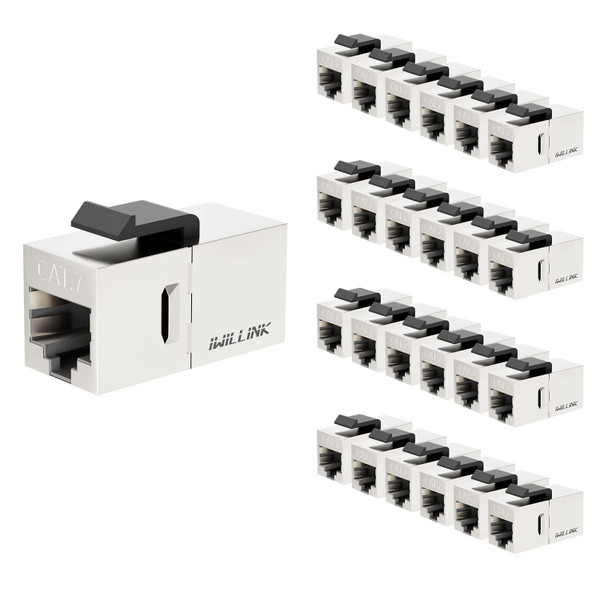 iwillink CAT7 Keystone Coupler RJ45 Shielded Ethernet Coupler 25-Pack