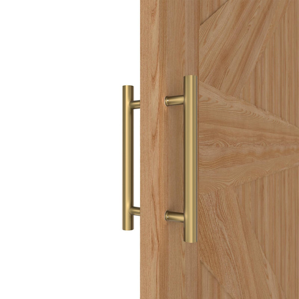 LVYIHAN Titanium Gold Round Barn Door Handles 12"/16"/18"/24"/36"/48"/59'', Pull Push Long French Door Handle Double Sided, Large Front Exterior Shower Door Pull Handles