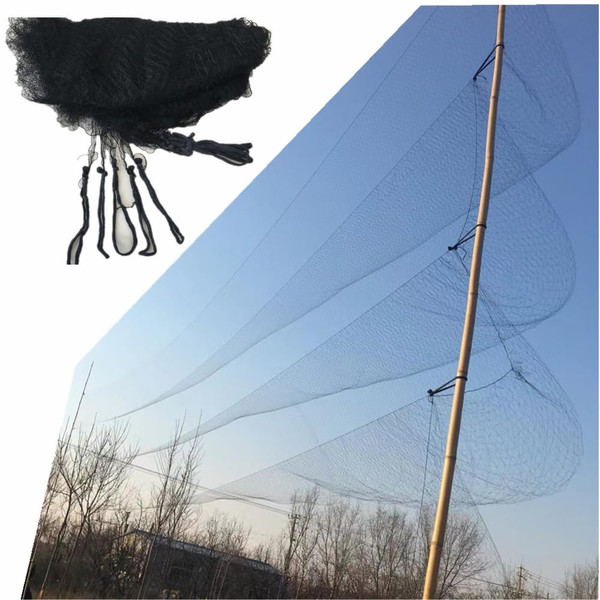 Mist Net Deep Pockets Nylon 110/2D 15mm Mesh Size Bird Netting,Invisible Net,Anti Wind System,Airport Bird Prevention (10x20 ft)