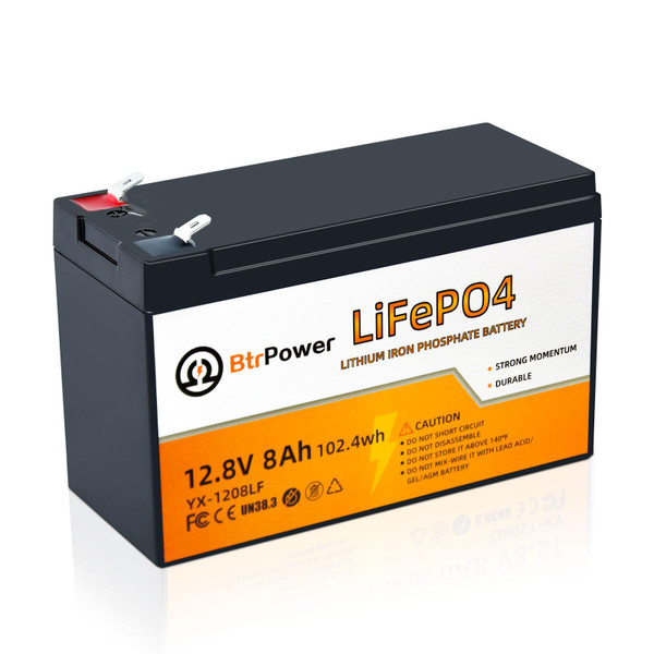 12V 8Ah Lithium LiFePO4 Battery|5000+ Deep Cycle LiFePO4 Battery|with 10A BMS|fit for Camper, Lights, Power Wheels, Fish Finder and Solar System Application