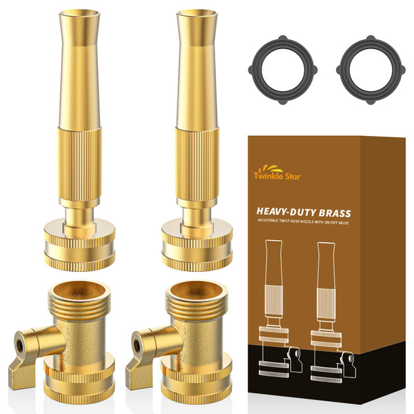 Twinkle Star Brass Twist Hose Nozzle, Hose Shut Off Valve, 4 Pack