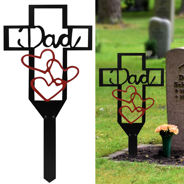 Extra Large Metal Cross Garden Stake for Dad, Cemetery Memorial Cross for Grave