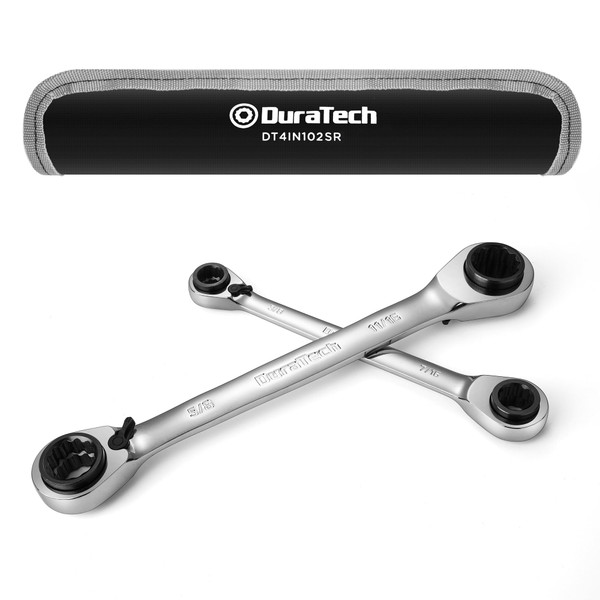 DURATECH 4-in-1 Reversible Ratcheting Box Wrench Set, SAE, 2-Piece