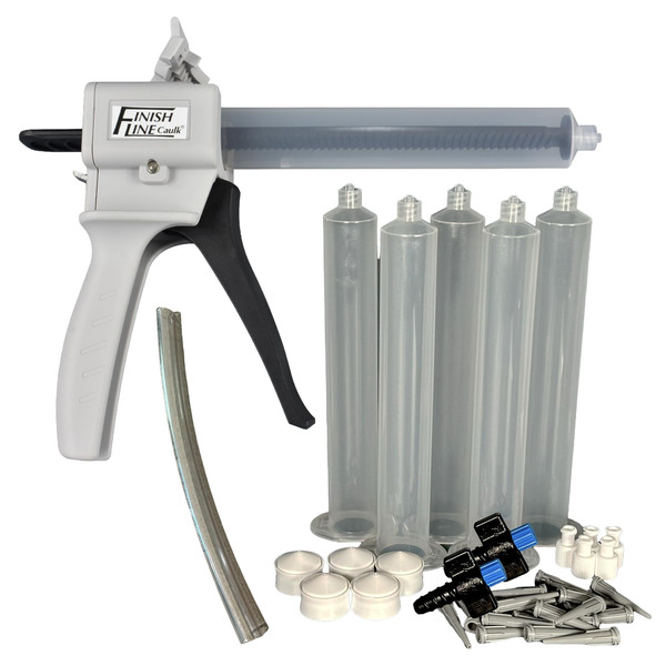 Finish Line Caulk Precision 55 ML Dripless Syringe-Style Caulk and Sealant Applicator – Empty Syringe Barrels, Fine Tip Nozzles, Caps & Easy-Fill System – Ideal for Caulking, Adhesives, and Sealants