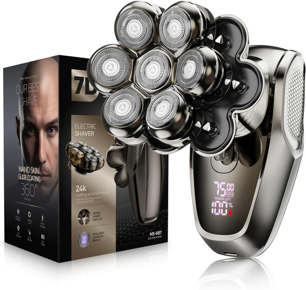 SHPAVVER Detachable Bald Head Shaver - LED Display, Dry/Wet, IPX7 Waterproof, Type-C Charge