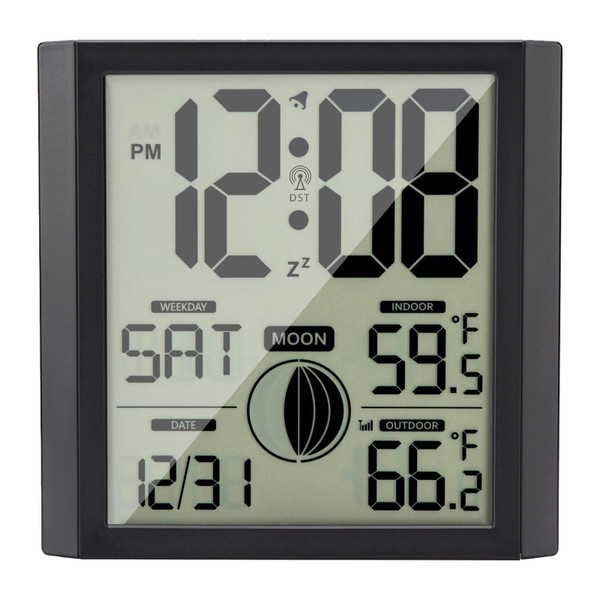 Warminn Atomic Wall Clock with Indoor/Outdoor Temp Large Number Display