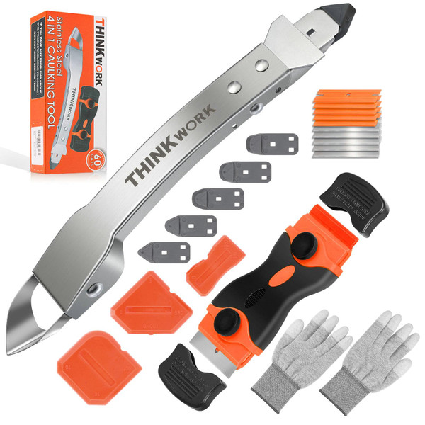 4 in 1 Silicone Caulking Tool Kit, Stainless Steel Caulk Remover Tool
