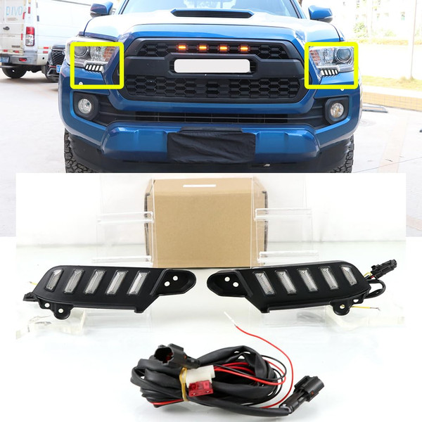 LED Fog Light DRL with Amber Turn Signal for Toyota Tacoma 2016-2023