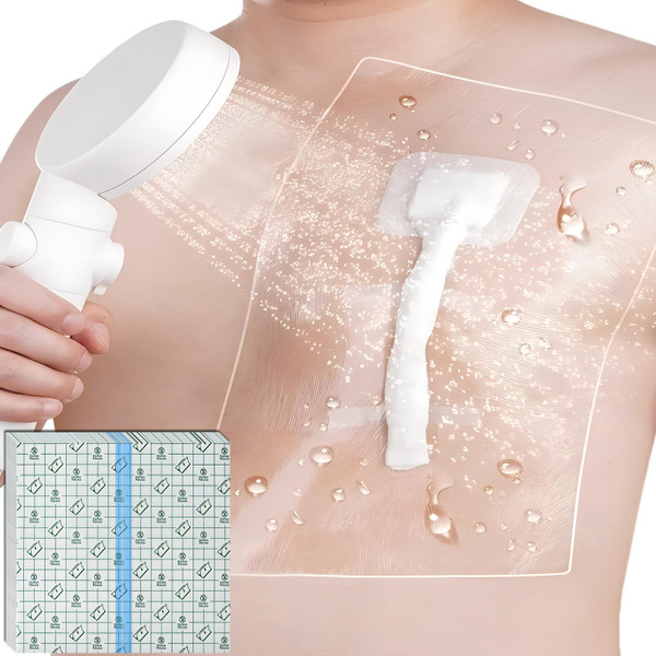 Dialysis Catheter Shower Cover Central Line Shower Protector for Chemo Port Chest Shower Shields Large Waterproof Transparent Wound Dressing Bandage 8"x8" 25 Pack
