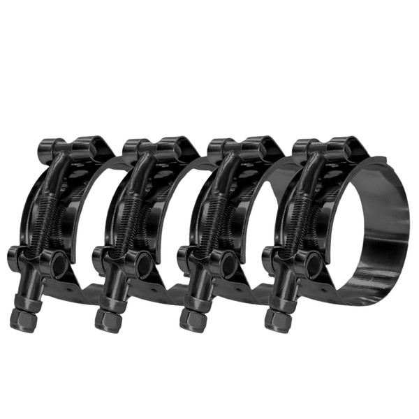 BOTTEN 4 Pack 1.25" Stainless Steel T-Bolt Hose Clamps - Clamp Range 41-46mm for 1.25 Hose ID (Black) - Durable and Reliable Hose Clamps for Secure Connections"