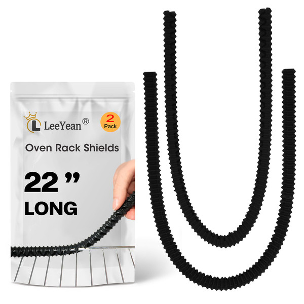 Extra Long Oven Rack Shields 22 Inch, 2 Pack Heat Resistant Oven Guards for Racks, Food Grade Silicone Oven Rack Edge Protector, Full Length Fit on Standard-Sized Ovens, Prevents Hand and Arm Burns