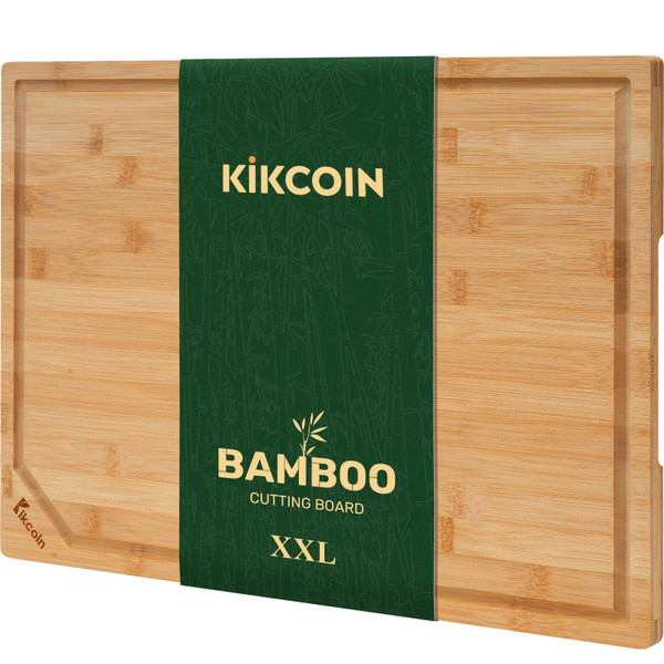 Kikcoin 20”×14” Bamboo Cutting Boards for kitchen, Reversible, 2XL, Natural