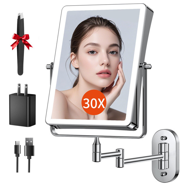FUNTOUCH 5000mAh Rechargeable Wall Mounted Makeup Mirror with Lights