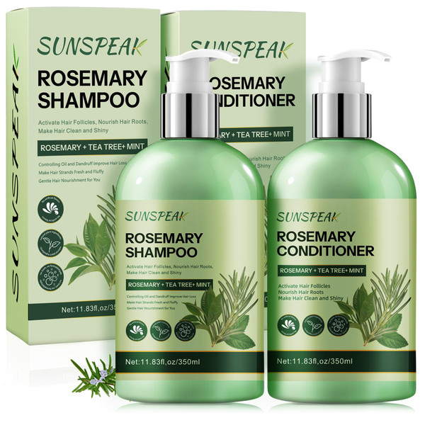 Rosemary Hair Growth Shampoo and Conditioner Set: Thickness & Anti Hair Loss Shampoo and Conditioner with Tea Tree Oil Mint Biotin – Strengthening Formula for Men & Women, Thinning & Damaged Hair Care