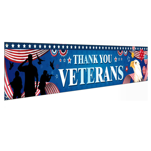Veterans Day Decorations Thank You Veterans Banner for Veterans Party Decorations, 118x20 inch