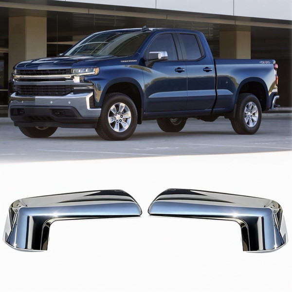 Abagael Mirror Cover Caps Compatible with GMC 2019-2025 Chevy Silverado 1500 and GMC Sierra 1500 Accessories (Chrome)