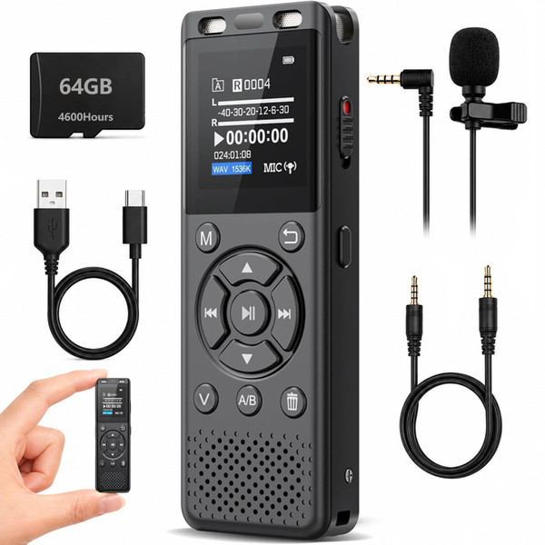 Tonfarb 64GB Digital Voice Recorder with Playback,Audio Recording Device