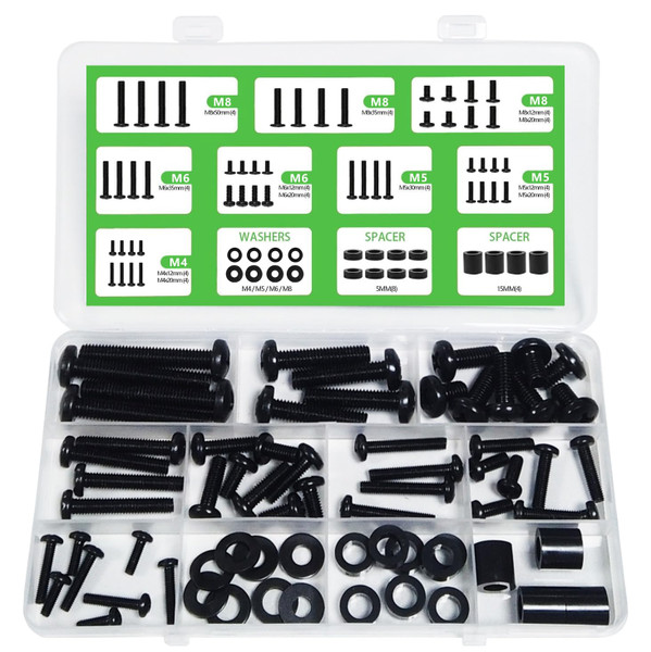 DOBOLAN Universal TV Mounting Hardware Screw Kit Set with Box - M4 M5 M6 M8 Screws and Washers Spacers, Suitable for Most Brand televisions/Monitors