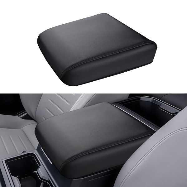 INTGET Center Console Cover for 2026 Toyota Tacoma Accessories 2024 2025 & 2025 2026 4Runner Accessories Leather Car Middle Armrest Arm Rest Box Lid Seat Protector Cushion(Black Stitches, 2024+)