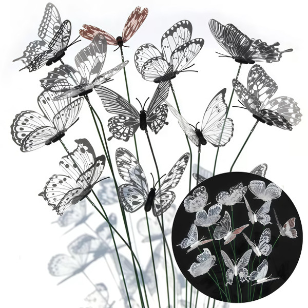 3D Butterfly Garden Stakes 20PCS Flower Bouquet Yard Patio Pot Decor